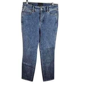 White House Black Market WHBM High Rise Straight Sculpt Jeans Size 4L Blue Denim